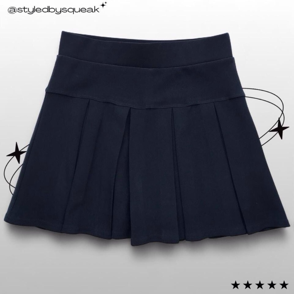 New Mix Black Pleated Mini Skirt Skort Y2K Goth Indie